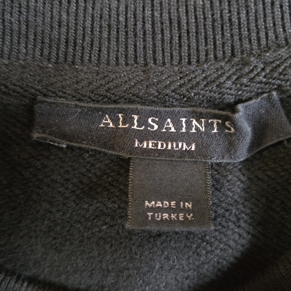 ALLSAINTS Peggy Zip Black Slouch Sleeve Relaxed Fit Sweatshirt Medium - Picture 8 of 11